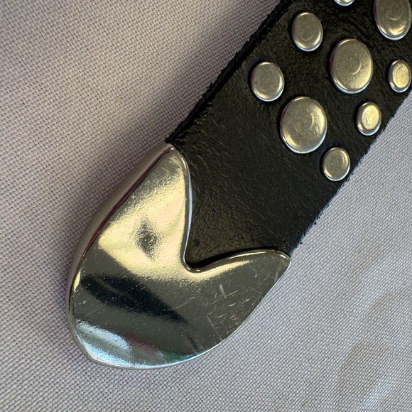 Zara Leather Studded Black Belt Unisex Size 32 - Picture 7 of 12
